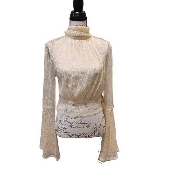 Free People lace bell sleeve blouse - Picture 1 of 10
